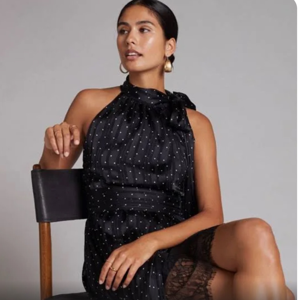 Sachin & Babi Polka Dot Halter Midi Dress